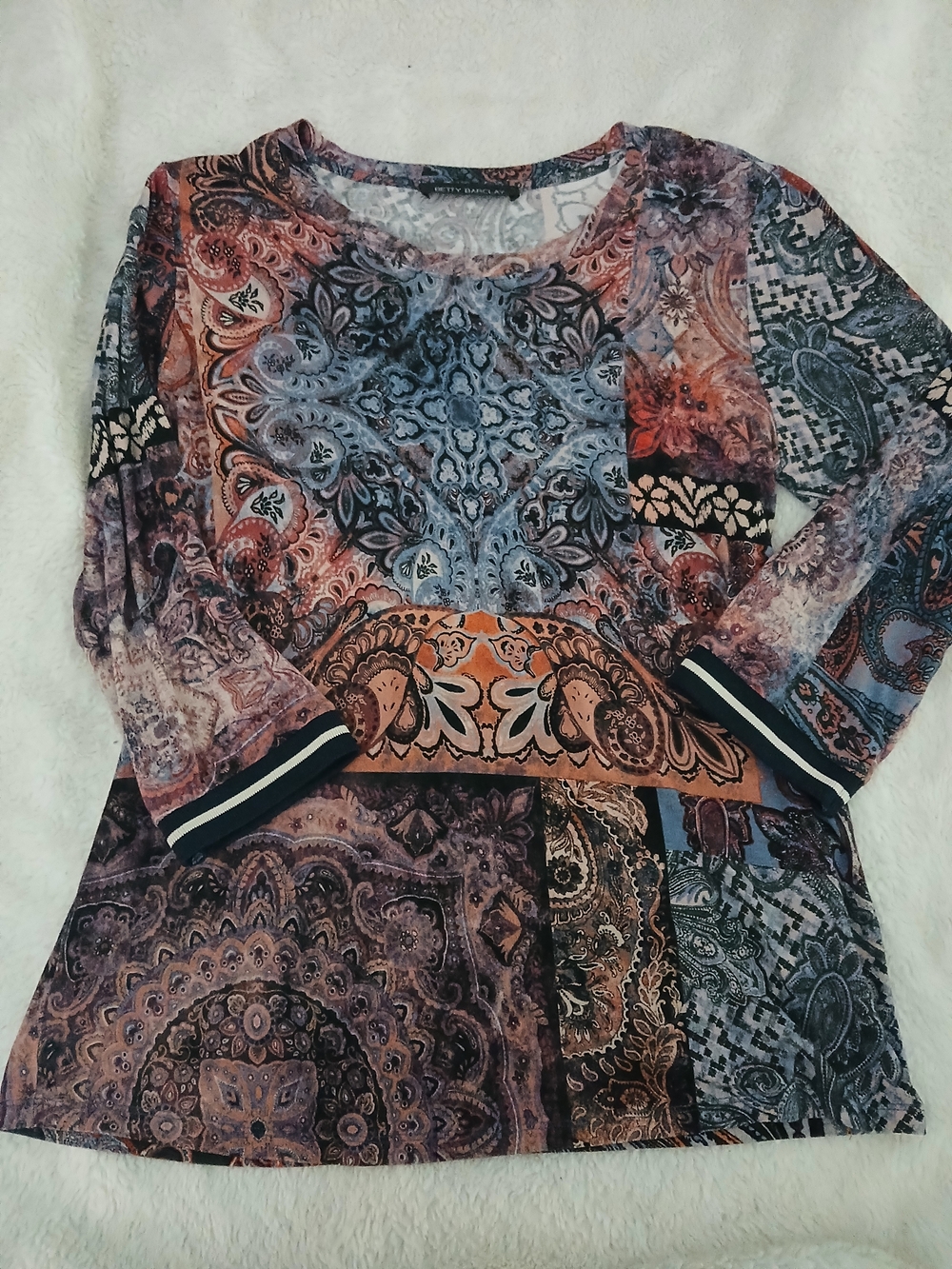 Betty Barclay Boho Patchwork Paisley Blouse Sz 10
